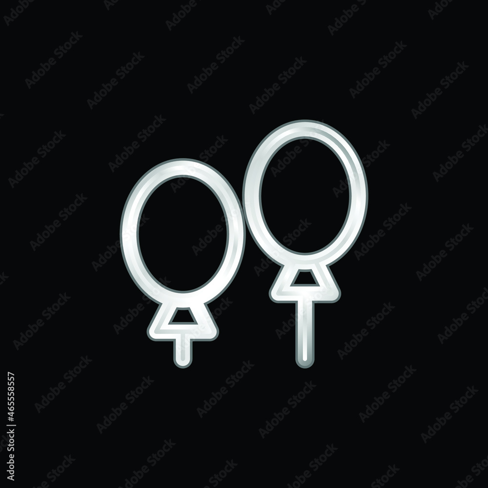 Balloons silver plated metallic icon Balloons silver plated metallic icon