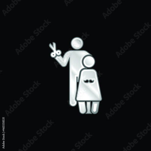 Barber silver plated metallic icon