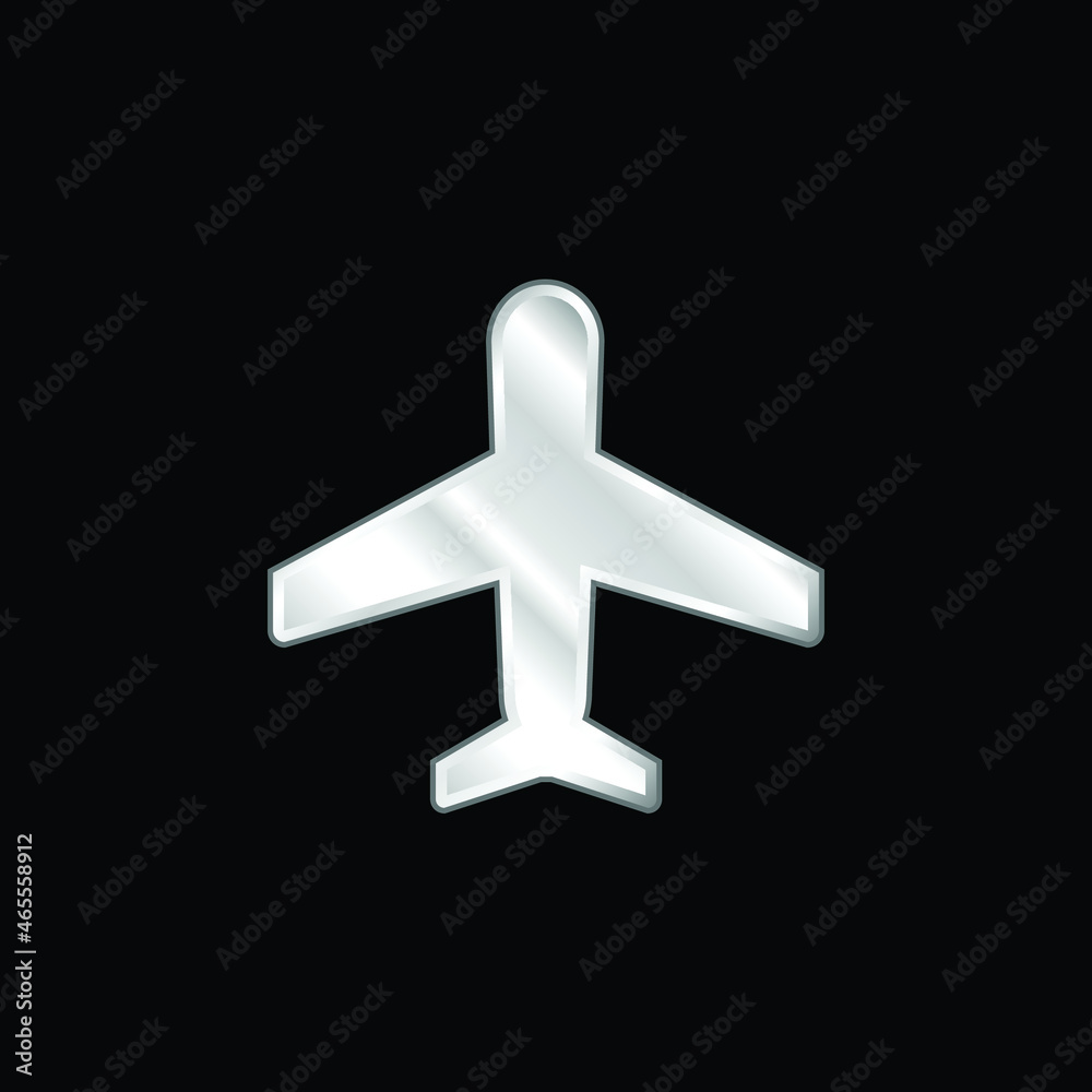 Aeroplane silver plated metallic icon Aeroplane silver plated metallic icon