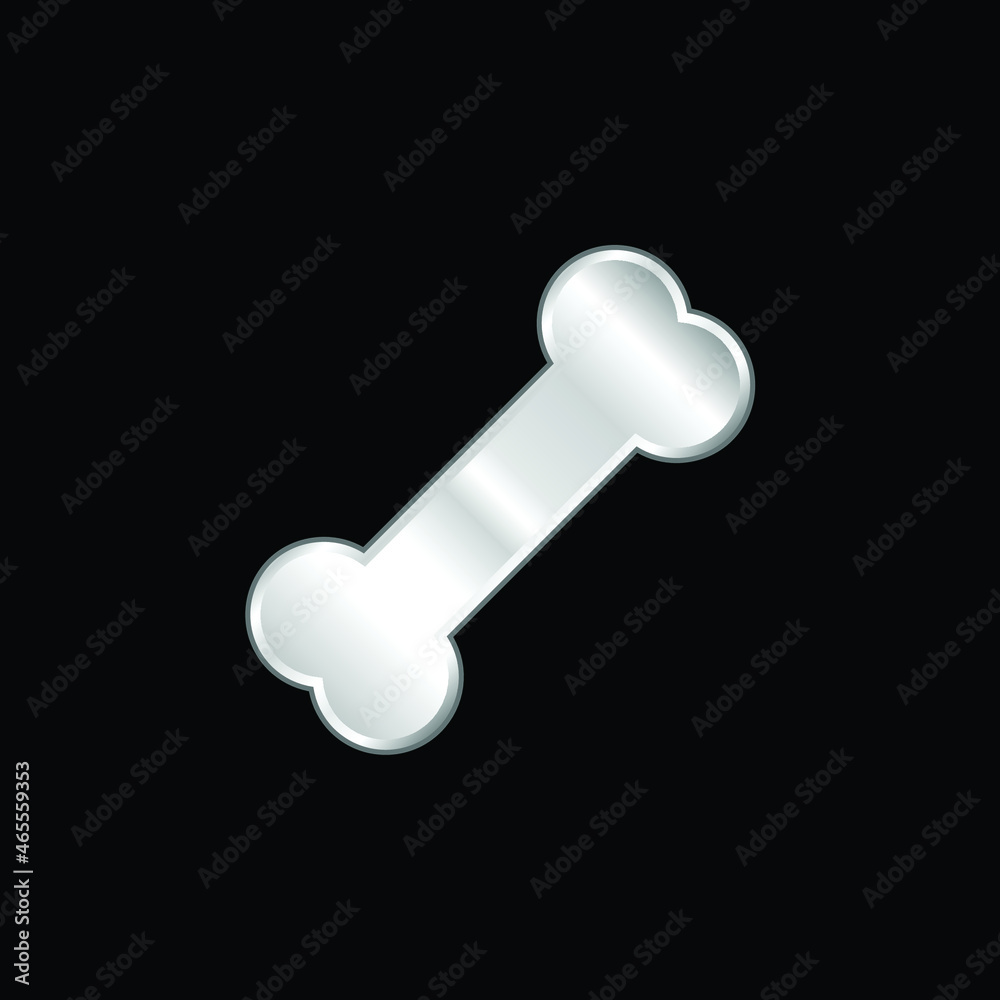 Bone silver plated metallic icon Bone silver plated metallic icon