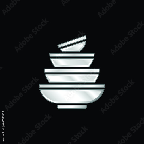 Bowls silver plated metallic icon