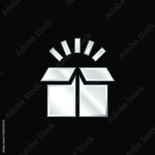 Box silver plated metallic icon