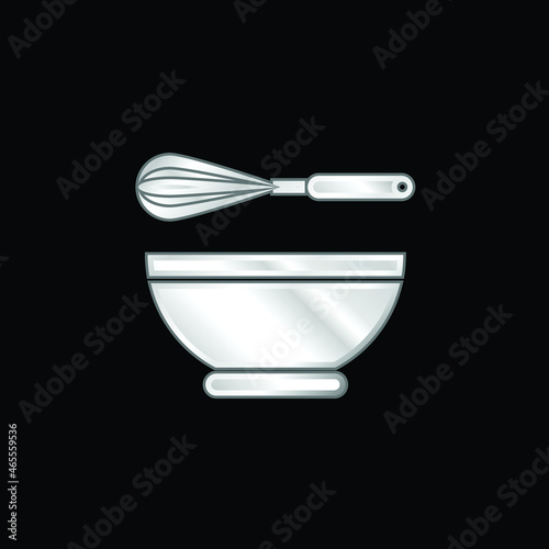 Bowl silver plated metallic icon