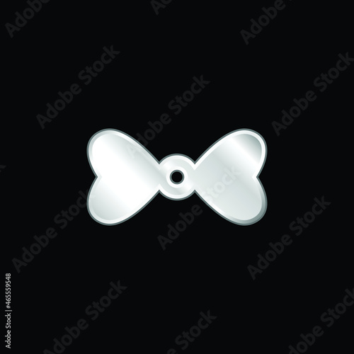 Bow Tie With Hearts silver plated metallic icon