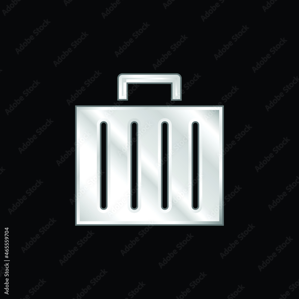 Briefcase silver plated metallic icon Briefcase silver plated metallic icon