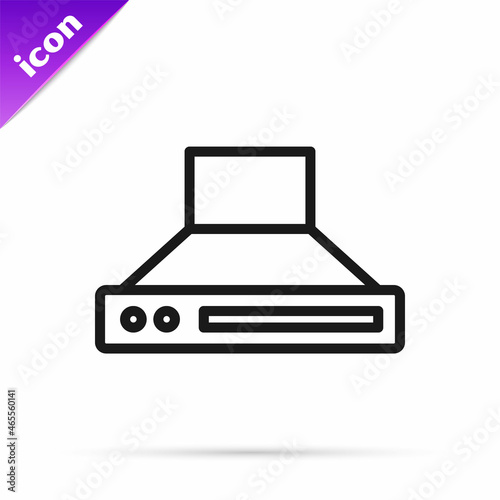 Black line Kitchen extractor fan icon isolated on white background. Cooker hood. Kitchen exhaust. Household appliance. Vector