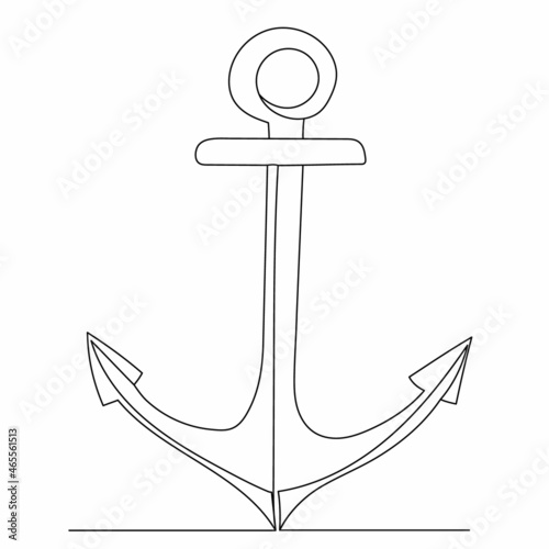 Fotografiet anchor drawing one continuous line vector