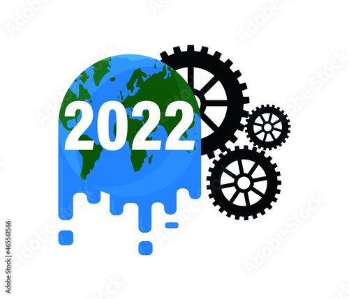 industrial wastes and carbon emissions that raise the earth's temperature. melting earth, creative global warming concept. editable vector
