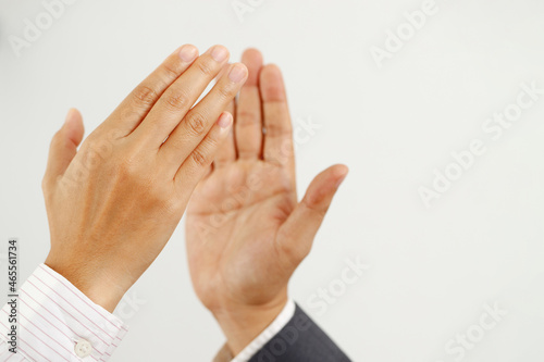 business people shaking hands congratulating sales