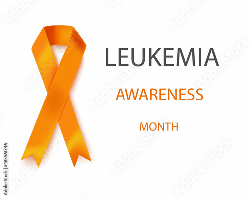 Vector illustration of the leukemia cancer awareness tape, isolated on a white background. Realistic vector orange silk ribbon with loop.Poster design