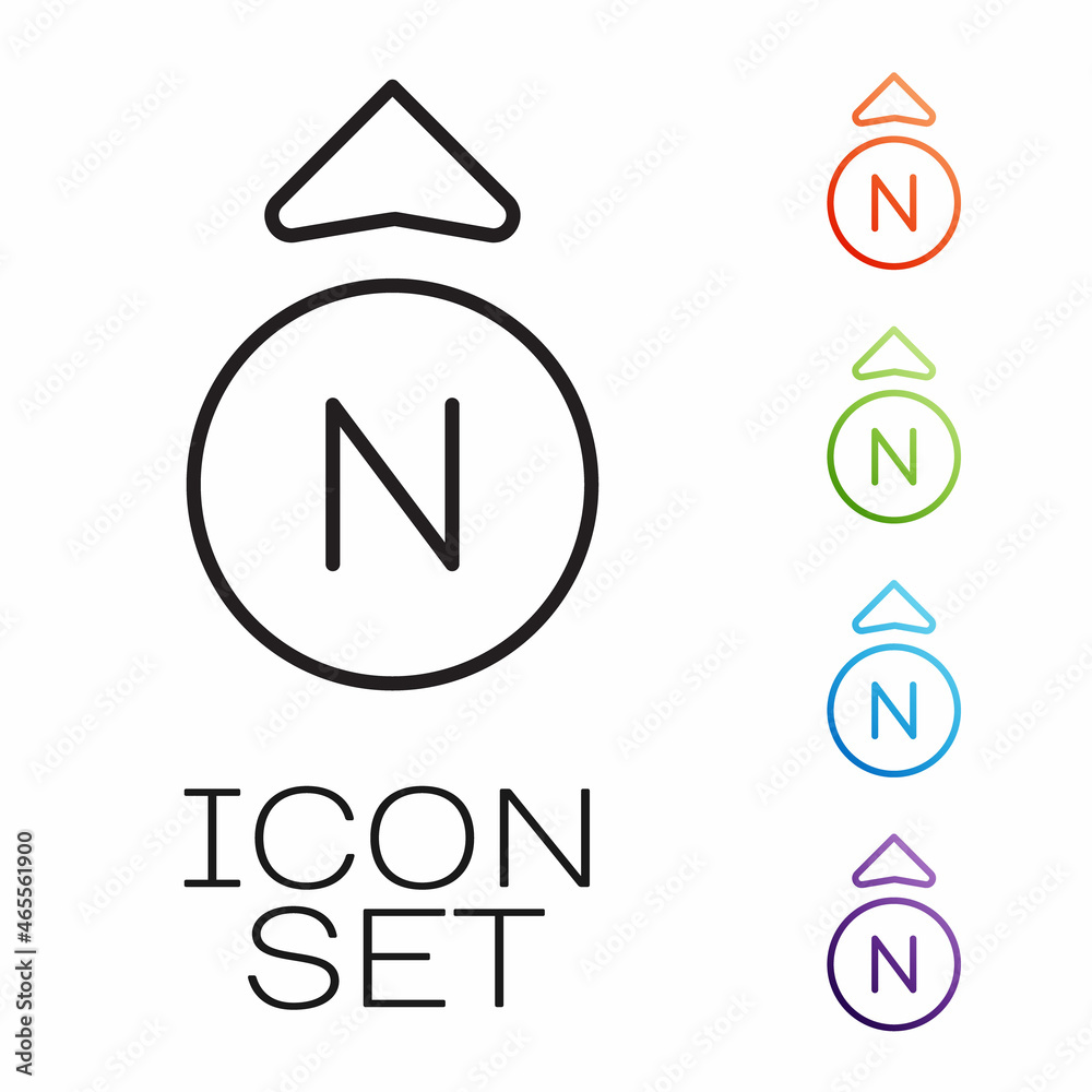 Black line Compass icon isolated on white background. Windrose navigation symbol. Wind rose sign. Set icons colorful. Vector Black line Compass icon isolated on white background. Windrose navigation symbol. Wind rose sign. Set icons colorful. Vector