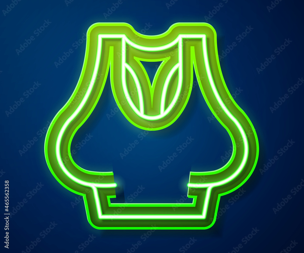 Glowing neon line Undershirt icon isolated on blue background. Vector Glowing neon line Undershirt icon isolated on blue background. Vector