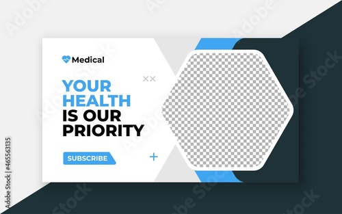 Medical healthcare youtube thumbnail and web banner template.Editable video thumbnail template