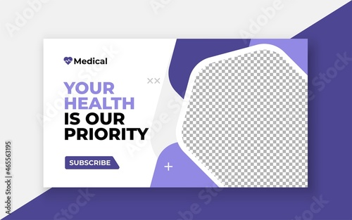 Medical healthcare youtube thumbnail and web banner template.Editable video thumbnail template