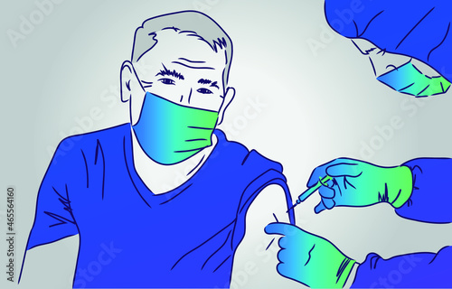 male protection mask injection vaccination gradient