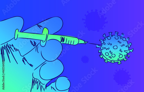 hands gloves injection syringe virus colored