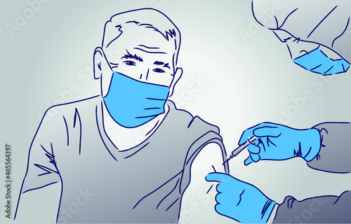 man protection mask injection vaccination