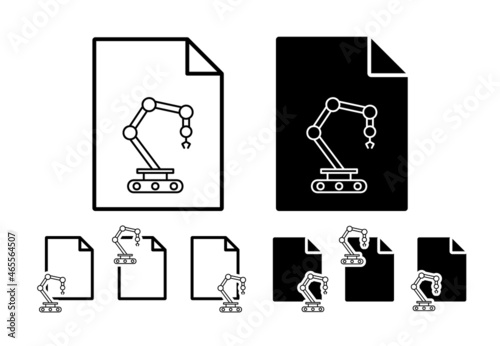 Robot in production vector icon in file set illustration for ui and ux, website or mobile application