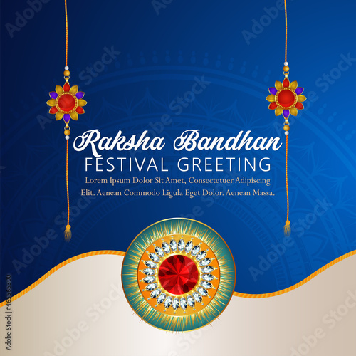 Indian festival happy raksha bandhan celebration greeting card with vector illustration and puja thali