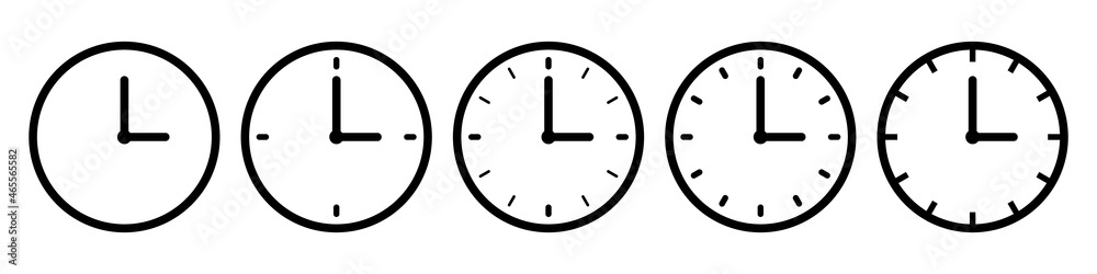 Time clock icon set simple design - obrazy, fototapety, plakaty 