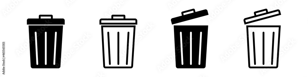 Trash bin icon set simple design Trash bin icon set simple design