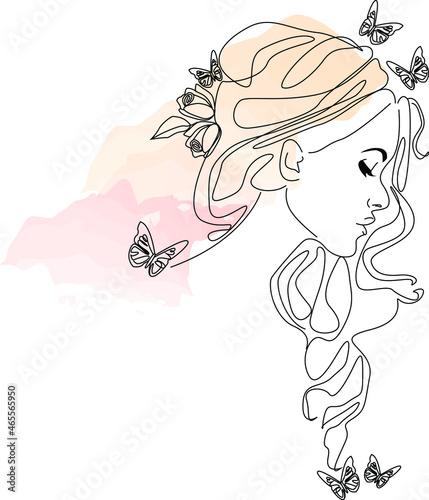 Continuous line  drawing of set faces and hairstyle  fashion concept  woman beauty minimalist  vector illustration pretty sexy.