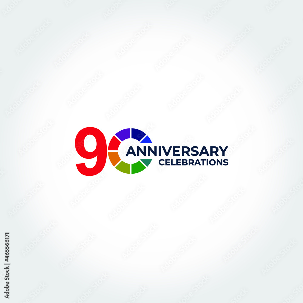 90 years anniversary. Anniversary template design concept, design for event, invitation card, greeting card, banner, poster, flyer, book cover and print. Vector Eps10