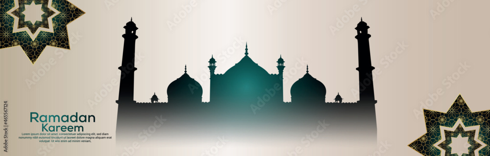 Islamic festival ramadan kareem with golden mosque