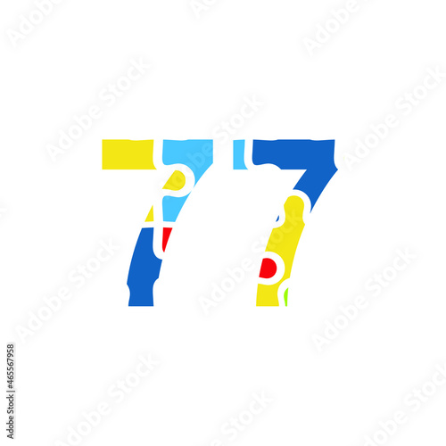 77 Puzzle Number Template. Anniversary template design concept with puzzle set , design for event, invitation card, greeting card, banner, poster, flyer, book cover and print. Vector Eps10