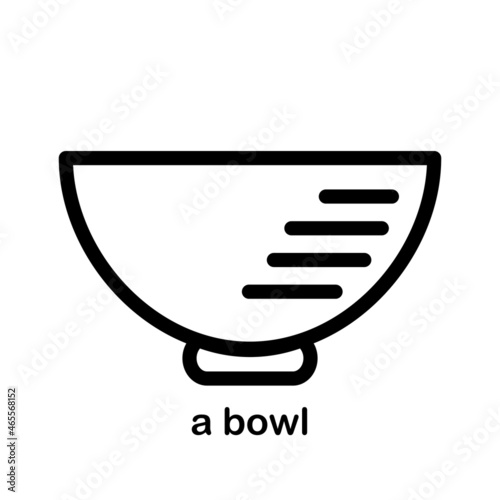 A flat and empty food bowl drawn with a line