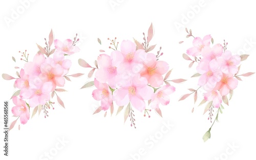 美しく華やかな桜の飾りバリエーションのイラストベクター素材