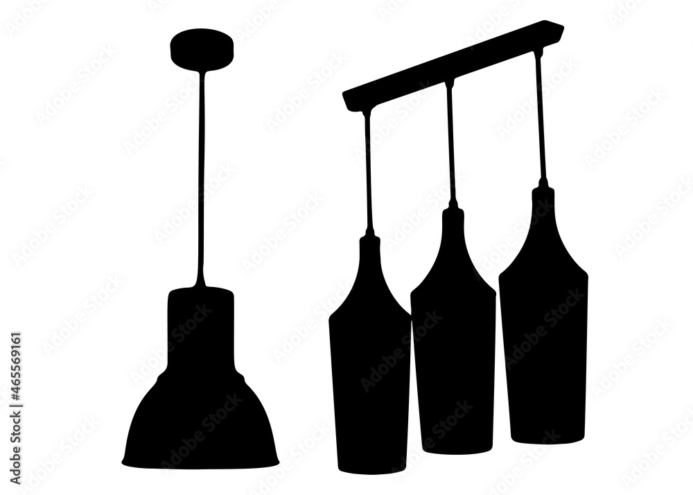 Naklejka premium Hanging chandelier set. Vector image.