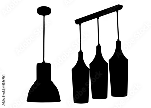 Hanging chandelier set. Vector image.