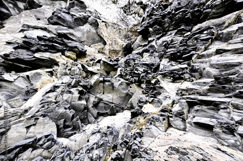 Basaltic rocks, white, black and bluish