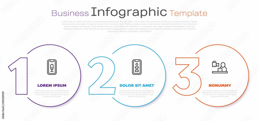 Set line Mobile recording, Information and Breaking news. Business infographic template. Vector Set line Mobile recording, Information and Breaking news. Business infographic template. Vector
