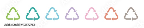 Recycle icon set. Recycling sign vector. Rubbish recycle green logo isolated on white background. Recycled rubbish symbol.