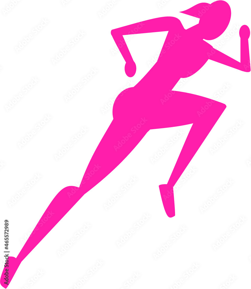 Simple vector pink geometric deconstructed form, strong and beautiful fitness female running Simple vector pink geometric deconstructed form, strong and beautiful fitness female running