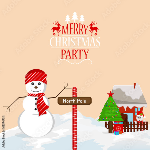 Merry christmas party background with snowballs