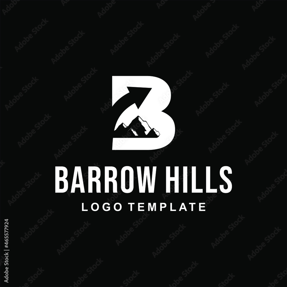 Initial Letter B with Mountain and Arrow for outdoor company logo Initial Letter B with Mountain and Arrow for outdoor company logo