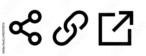 Link, share link, external link, database, icon set. URL icons. Links button. Web icons vector set. Vector illustration