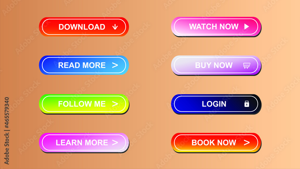 Set of modern material style buttons for website, mobile app and infographic . Set of modern material style buttons for website, mobile app and infographic .