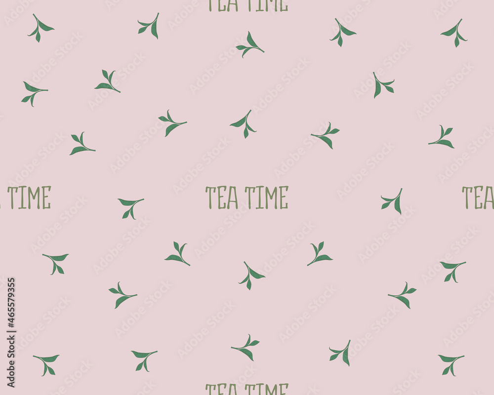 Seamless pattern with cute tea attributes in pastel colors - vector illustration, eps stock illustration Seamless pattern with cute tea attributes in pastel colors - vector illustration, eps stock illustration