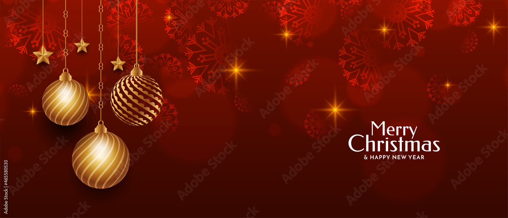 Merry Christmas festival Christmas balls red color banner Merry Christmas festival Christmas balls red color banner