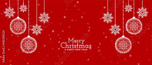 Merry Christmas festival red color greeting banner design