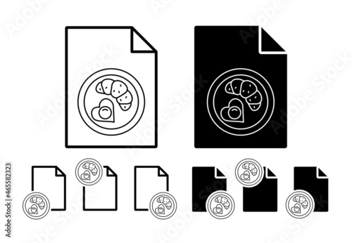Croissant, scrambled eggs, heart, breakfast vector icon in file set illustration for ui and ux, website or mobile application