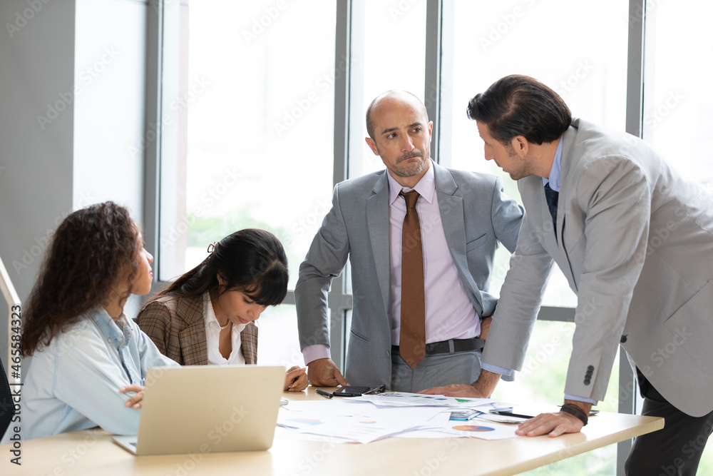 businesspeople team meeting and brainstorming works on the table in conference room