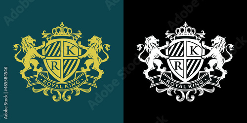 Heraldry lion luxury design vector