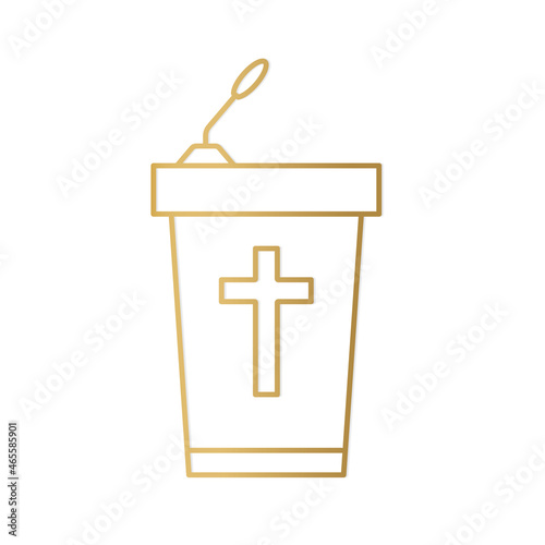 golden church sermon tribune icon- vector illustration