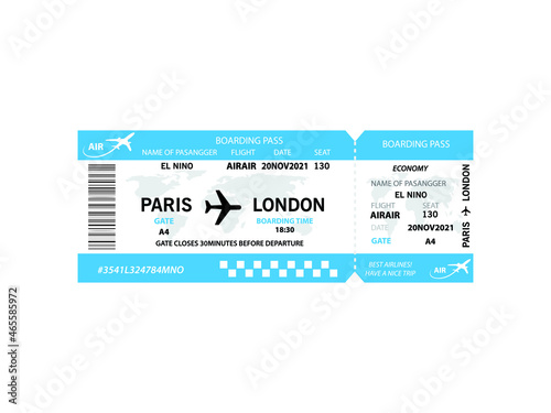Air plane pass ticket isolated on white Premium Vector
