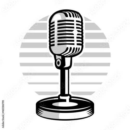 Illustration of podcasting microphone recording